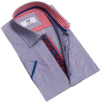 Bluish purple Short Sleeve Button up Shirts for Men - Tailored Slim Fit Cotton Dress Shirts