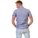 Bluish purple Short Sleeve Button up Shirts for Men - Tailored Slim Fit Cotton Dress Shirts - Image 6