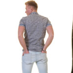 Grey with White Dots Short Sleeve Button up Shirts for Men - Tailored Slim Fit Cotton Dress Shirts - Image 5