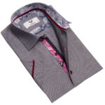 Light Grey Short Sleeve Button up Shirts for Men - Tailored Slim Fit Cotton Dress Shirts