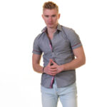 Light Grey Short Sleeve Button up Shirts for Men - Tailored Slim Fit Cotton Dress Shirts - Image 3