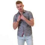 Light Grey Short Sleeve Button up Shirts for Men - Tailored Slim Fit Cotton Dress Shirts - Image 4