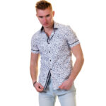 White Floral Short Sleeve Button up Shirts for Men - Tailored Slim Fit Cotton Dress Shirts - Image 2