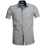 White Solid Short Sleeve Button up Shirts for Men - Tailored Slim Fit Cotton Dress Shirts