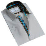 White Solid Short Sleeve Button up Shirts for Men - Tailored Slim Fit Cotton Dress Shirts - Image 2
