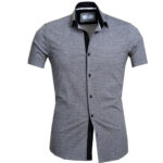 Grey Circles Short Sleeve Button up Shirts for Men - Tailored Slim Fit Cotton Dress Shirts - Celino Corp.