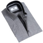 Grey Circles Short Sleeve Button up Shirts for Men - Tailored Slim Fit Cotton Dress Shirts - Celino Corp.