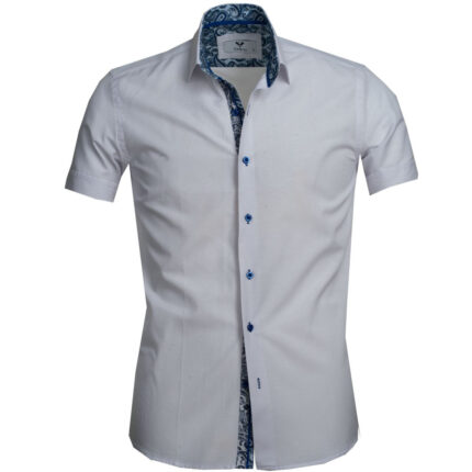 White Solid Short Sleeve Button up Shirts for Men - Tailored Slim Fit Cotton Dress Shirts - Celino Corp.