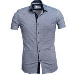 Blueish Grey Circles Short Sleeve Button up Shirts for Men - Tailored Slim Fit Cotton Dress Shirts - Image 2