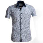 Light Blue Paisley Short Sleeve Button up Shirts for Men - Tailored Slim Fit Cotton Dress Shirts - Image 2