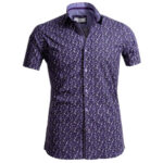Purple Short Sleeve Button up Shirts for Men - Tailored Slim Fit Cotton Dress Shirts - Celino Corp.