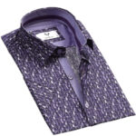 Purple Short Sleeve Button up Shirts for Men - Tailored Slim Fit Cotton Dress Shirts - Celino Corp.