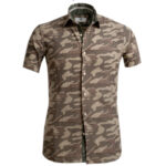 Camouflage Green Short Sleeve Button up Shirts for Men - Tailored Slim Fit Cotton Dress Shirts - Celino Corp.