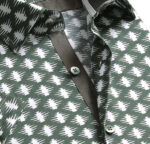 Green & White Short Sleeve Button up Shirts for Men - Tailored Slim Fit Cotton Dress Shirts - Image 3
