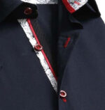 Navy Blue Solid Short Sleeve Button up Shirts for Men - Tailored Slim Fit Cotton Dress Shirts - Image 3