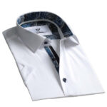 White Solid Short Sleeve Button up Shirts for Men - Tailored Slim Fit Cotton Dress Shirts - Image 2