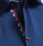 Medium Blue Solid Short Sleeve Button up Shirts for Men - Tailored Slim Fit Cotton Dress Shirts - Celino Corp.