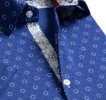 Blue White Circles Short Sleeve Button up Shirts for Men - Tailored Slim Fit Cotton Dress Shirts - Image 3