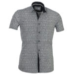 Grey-Blue Short Sleeve Button up Shirts for Men - Tailored Slim Fit Cotton Dress Shirts - Image 2