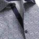 Grey-Blue Short Sleeve Button up Shirts for Men - Tailored Slim Fit Cotton Dress Shirts - Image 3