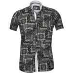 Black Grey Paisley Short Sleeve Button up Shirts for Men - Tailored Slim Fit Cotton Dress Shirts - Image 2