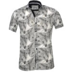 White Black Floral Short Sleeve Button up Shirts for Men - Tailored Slim Fit Cotton Dress Shirts - Celino Corp.