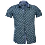Pastel Blue & Yellow Floral Short Sleeve Button up Shirts for Men - Tailored Slim Fit Cotton Dress - Image 2