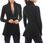 Celino Women's Black Long Sleeve V Neck Full Collar Sweater - Image 2