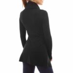 Celino Women's Black Long Sleeve V Neck Full Collar Sweater - Image 3