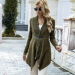 Celino Women's Green Long Sleeve V Neck Full Collar Sweater - Celino Corp.