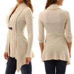 Celino Women's Tan Long Sleeve V Neck Full Collar Sweater - Celino Corp.