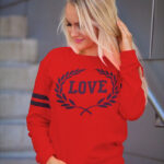 Celino Women's Red Long Sleeve Round Neck T-Shirt Sweater