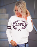 Celino Women's White Long Sleeve Round Neck T-Shirt Sweater