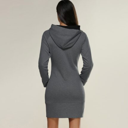 Celino Women's Gray Long Sleeve Round Collar Hoodie T-Shirt Sweater
