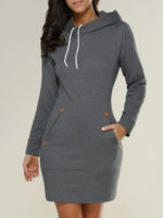 Celino Women's Gray Long Sleeve Round Collar Hoodie T-Shirt Sweater - Image 5