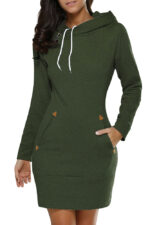 Celino Women's Green Long Sleeve Round Collar Hoodie T-Shirt Sweater - Celino Corp.