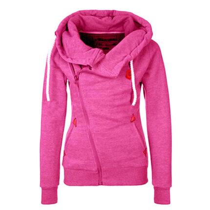Celino Women's Pink Long Sleeve Round Collar Hoodie T-Shirt Sweater - Celino Corp.