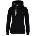 Celino Women's Black Long Sleeve Round Collar Hoodie T-Shirt Sweater - Celino Corp.