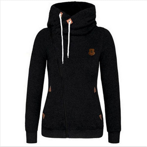 Celino Women's Black Long Sleeve Round Collar Hoodie T-Shirt Sweater - Celino Corp.