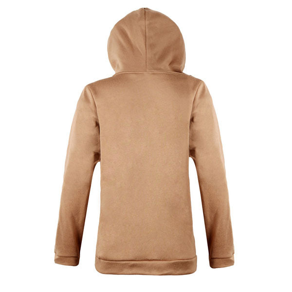 Women's Fashion Long Sleeve Round Collar Hoodie Khaki T-Shirt Tops Sweater - Celino Corp.