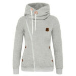 Women's Fashion Long Sleeve Round Collar Hoodie Light Gray T-Shirt Tops Sweater