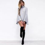 Women's Fashion Long Sleeve Round Collar Light Gray T-Shirt Tops Sweater - Celino Corp.