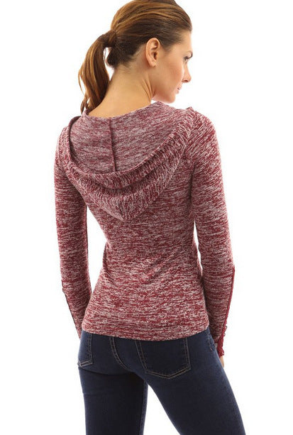 Women's Fashion Long Sleeve Round Hoodie Pink T-Shirt Tops Sweater - Celino Corp.