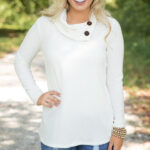 Women's Fashion Long Sleeve Round Collar White T-Shirt Tops Sweater - Image 3