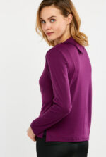Women's Fashion Long Sleeve Round Collar Burgundy T-Shirt Tops Sweater - Celino Corp.