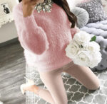 Women's Fashion Long Sleeve Pink T-Shirt Tops Sweater