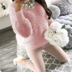 Women's Fashion Long Sleeve Pink T-Shirt Tops Sweater