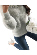 Women's Fashion Long Sleeve Gray T-Shirt Tops Sweater - Image 2