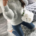 Women's Fashion Long Sleeve Gray T-Shirt Tops Sweater