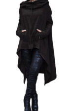 Celino Women's Black Long Sleeve O Neck Collar Hoodie  Sweater - Image 2